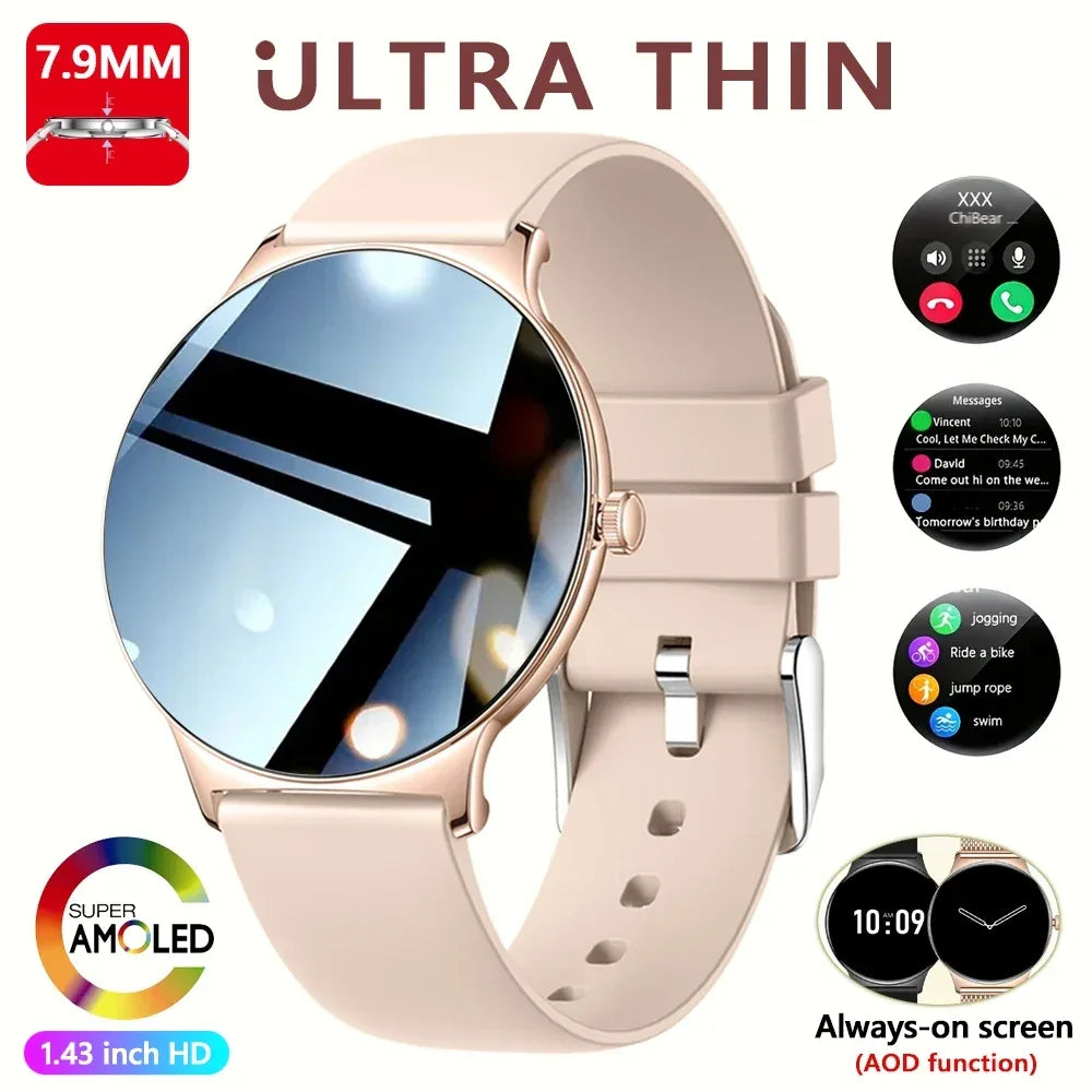 For Huawei Xiaomi New Ultra Thin Smart Watch Women Screen Always Display Time Sports Bracelet Bluetooth Call Fashion Smartwatch - Wear444