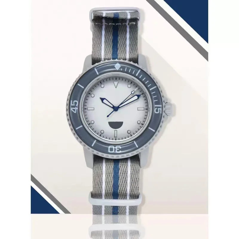 Quartz Watch for Men's Nylon Braided Strap Waterproof Luminous Sports with Chronograph Fashion Wristwatch Male