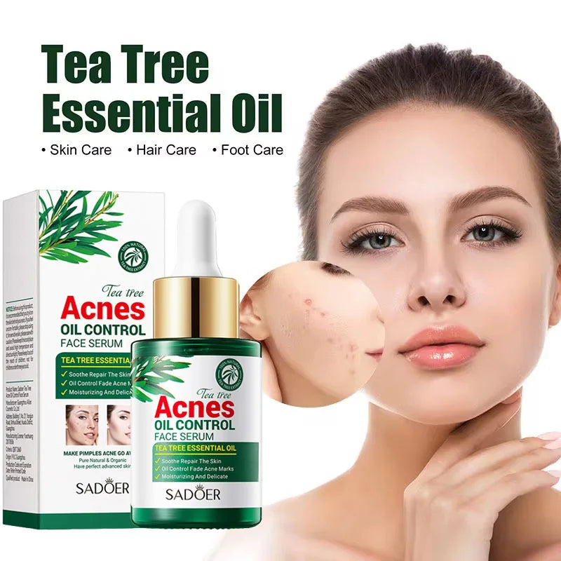 Tea Tree Oil Moisturizer Face Body Skin Care Reducing Acne Scars Repair Facial Serum Oil Control Pores Shrinking Clear Skin