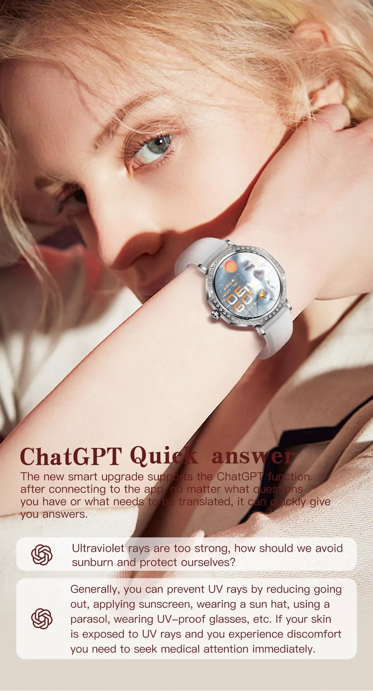 Luxury Women's Smartwatches Diamond Dial Fashion Smart Watch Heart Rate Monitor Sleep Tracking IP67 Waterproof For Android & IOS - Wear444