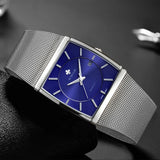 WWOOR 2024 Fashion Men Watch Full Steel Mesh Belt Waterproof Men Clock Luxury Watch For Men Quartz Sport Wristwatch Reloj Hombre
