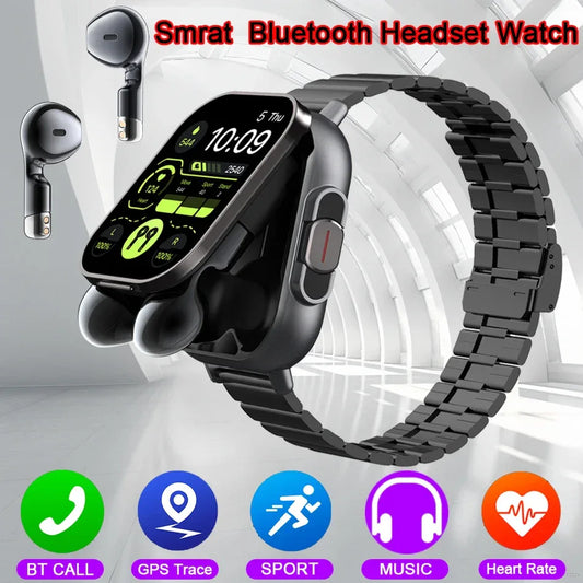 NFC Smart Watch TWS 2-in-1 Headset Bluetooth Call Heart Rate Blood Pressure Health Monitoring Headphones Play Music Smartwatch - Wear444