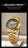 LIGE Fashion Quartz Watches For Men Gold Skeleton Retro Men Watch Top Brand Luxury Sport Waterproof Watch Men Relogios Masculino