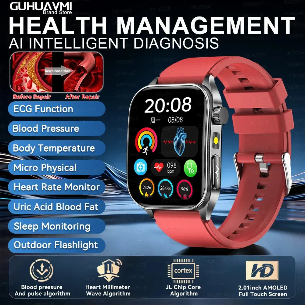 2025Hot AI-GPT Diagosis ECG Health SmartWatch Blood Pressure Lipid Uric Acid 650nm Dual-Probelaser Heart Analysis Smart bracelet - Wear444