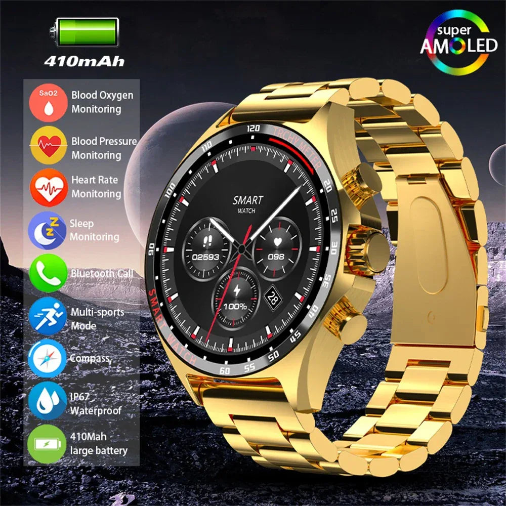 Hotsale Silver Gold Stainless Steel Color Smart Watch 1.58 Inch Bt Call Nfc Wireless Charging Smartwatch - Wear444