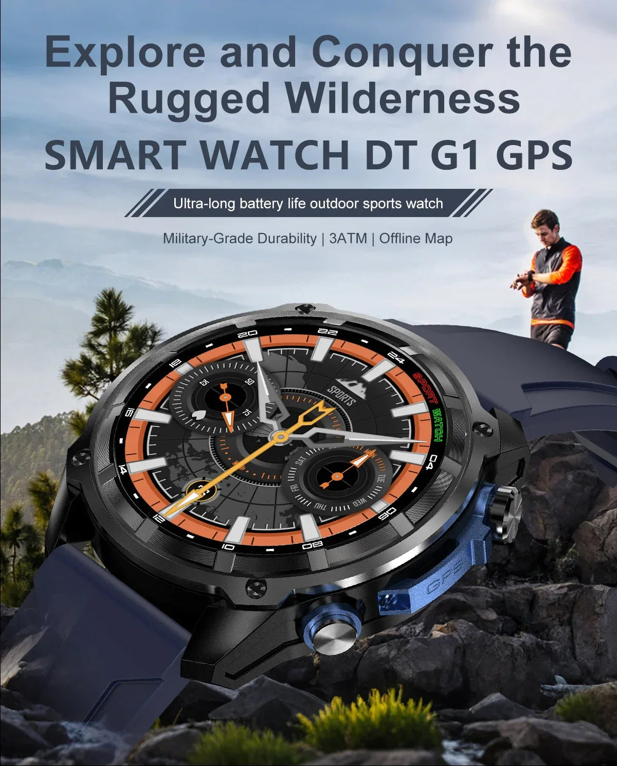 2026 New T-REX Pro Dual-Band AGPS Smartwatch Built-in Offline Map 10ATM Waterproof 30-Days Battery Compass Men Militray Watches - Wear444