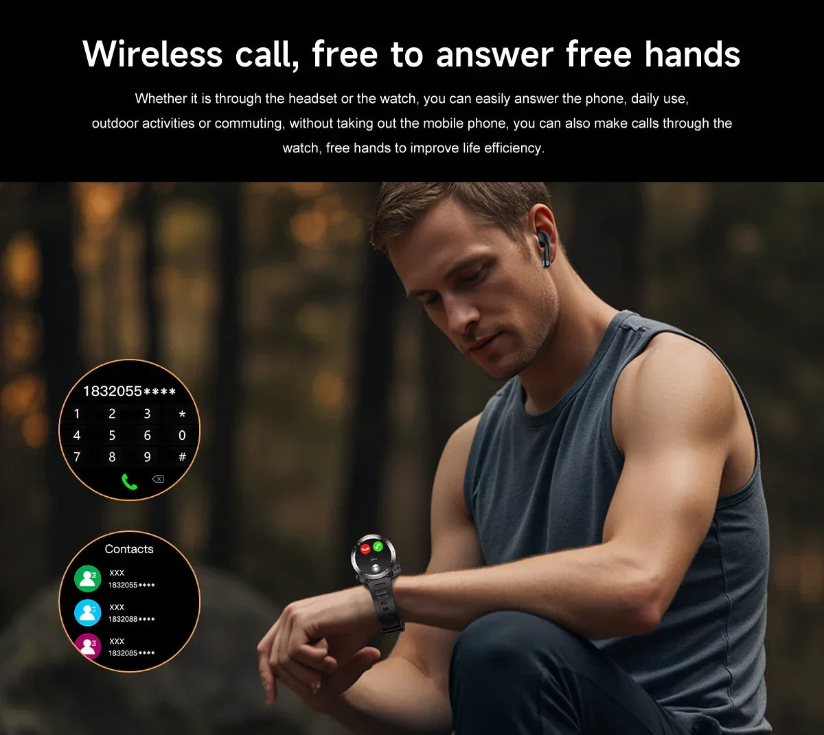 2025 NewSmart Watch With BT earphone 2-In-1 NFC Bluetooth Call Men Watch GPS Track Heart Rate Monitor Play Music SmartWatch GIFT - Wear444