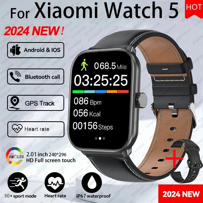 New Watch 5 Global Version Men Women HD AMOLED Display Sports Fitness Heart Rate Bluetooth Call GPS Track Waterproof Smart Watch - Wear444
