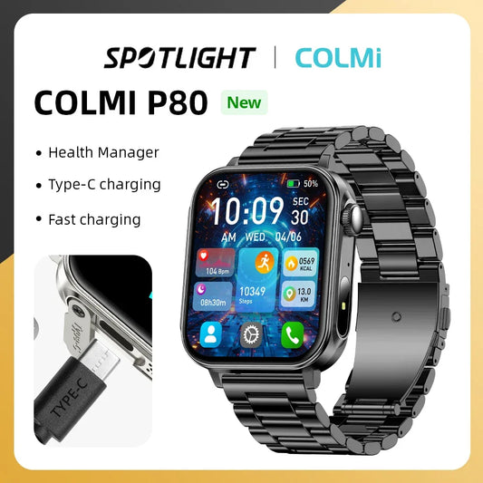 COLMI P80 Type-c Smartwatch Men Women Health Manager Bluetooth Call IP67 Waterproof Flashlight Smart Watch For Xiaomi iOS Phone - Wear444