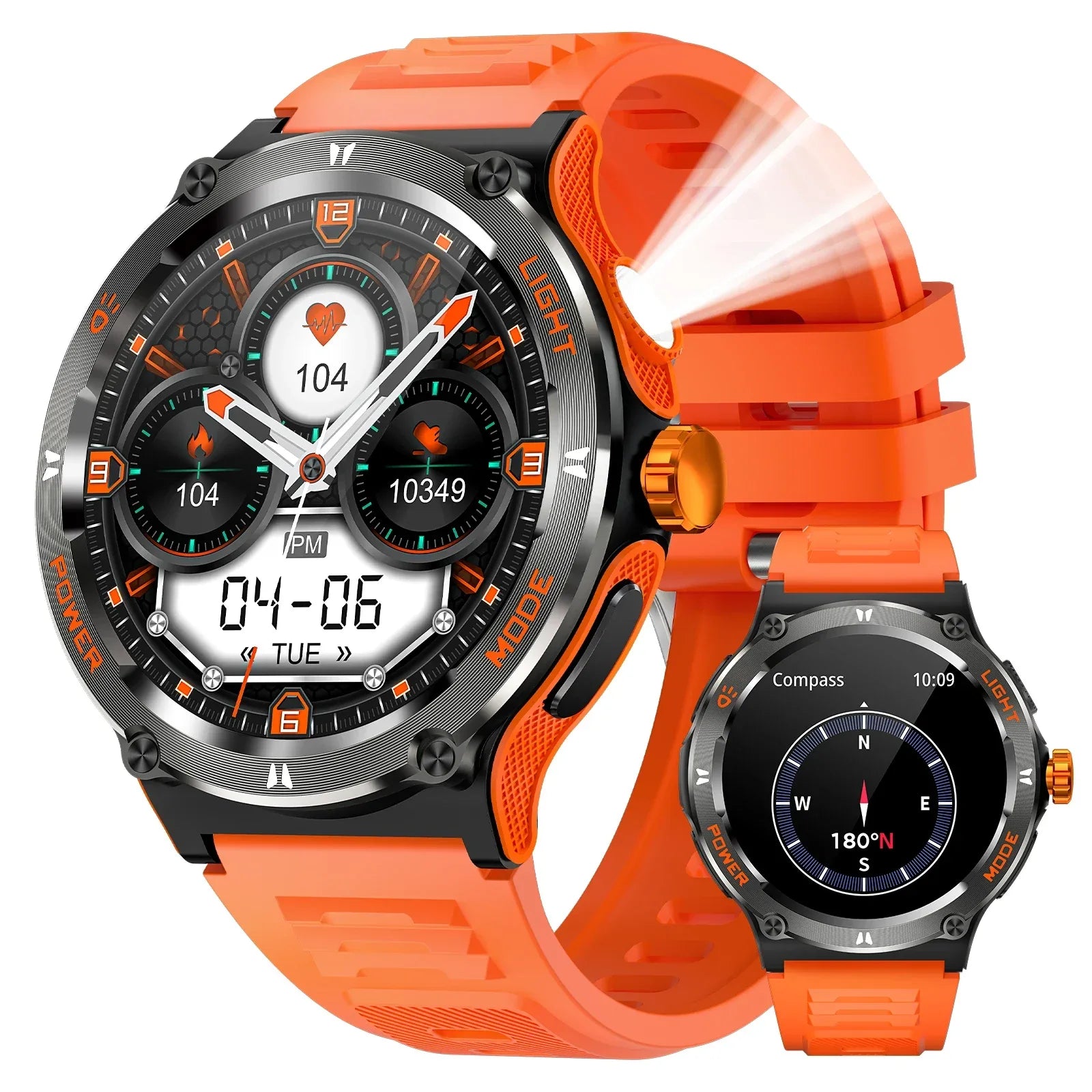 EIGIIS Smart Watch 3ATM Waterproof 1.53" KT76 Men Sport With Compass And LED Flashlight Heart Rate Sleep Analysis Bluetooth Call - Wear444
