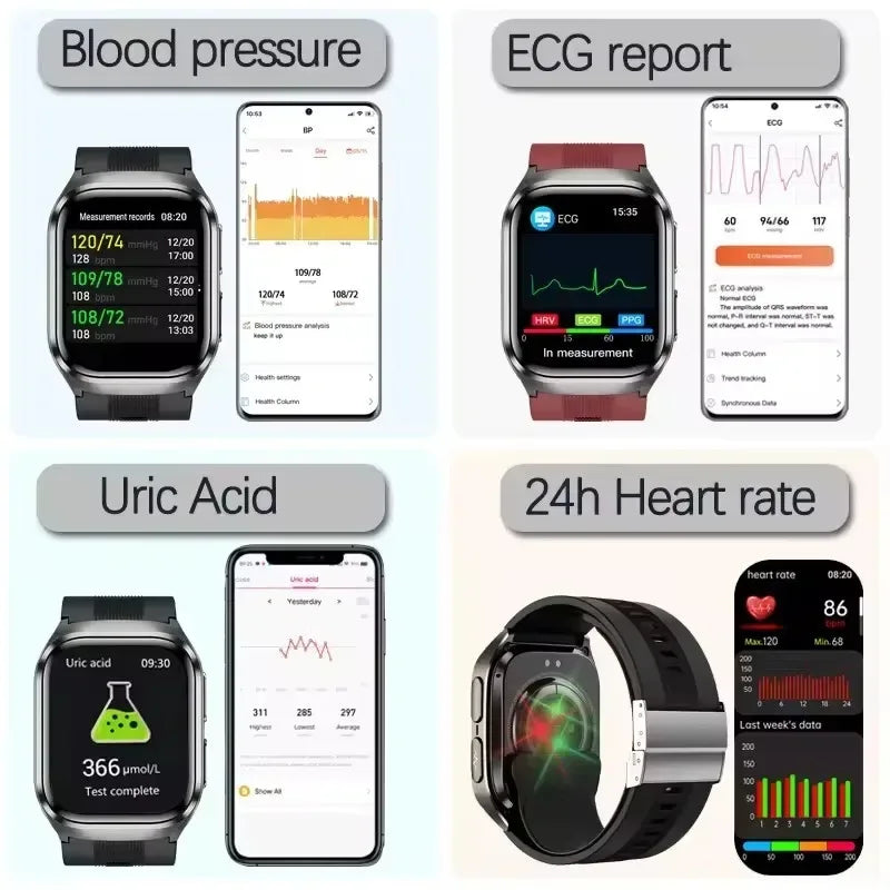 2025New Heart Health Analysi NFC Air Pump+Air Bag Smart Watch Men Accurate Blood Pressure Uric Acid ECG Call Smart Bracelet lady - Wear444
