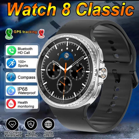 2025New Watch 8 Classic Smart Watch Men AMOLED Screen Bluetooth Call GPS Track Heart Rate IP68 Waterproof Smartwatch For Samsung - Wear444
