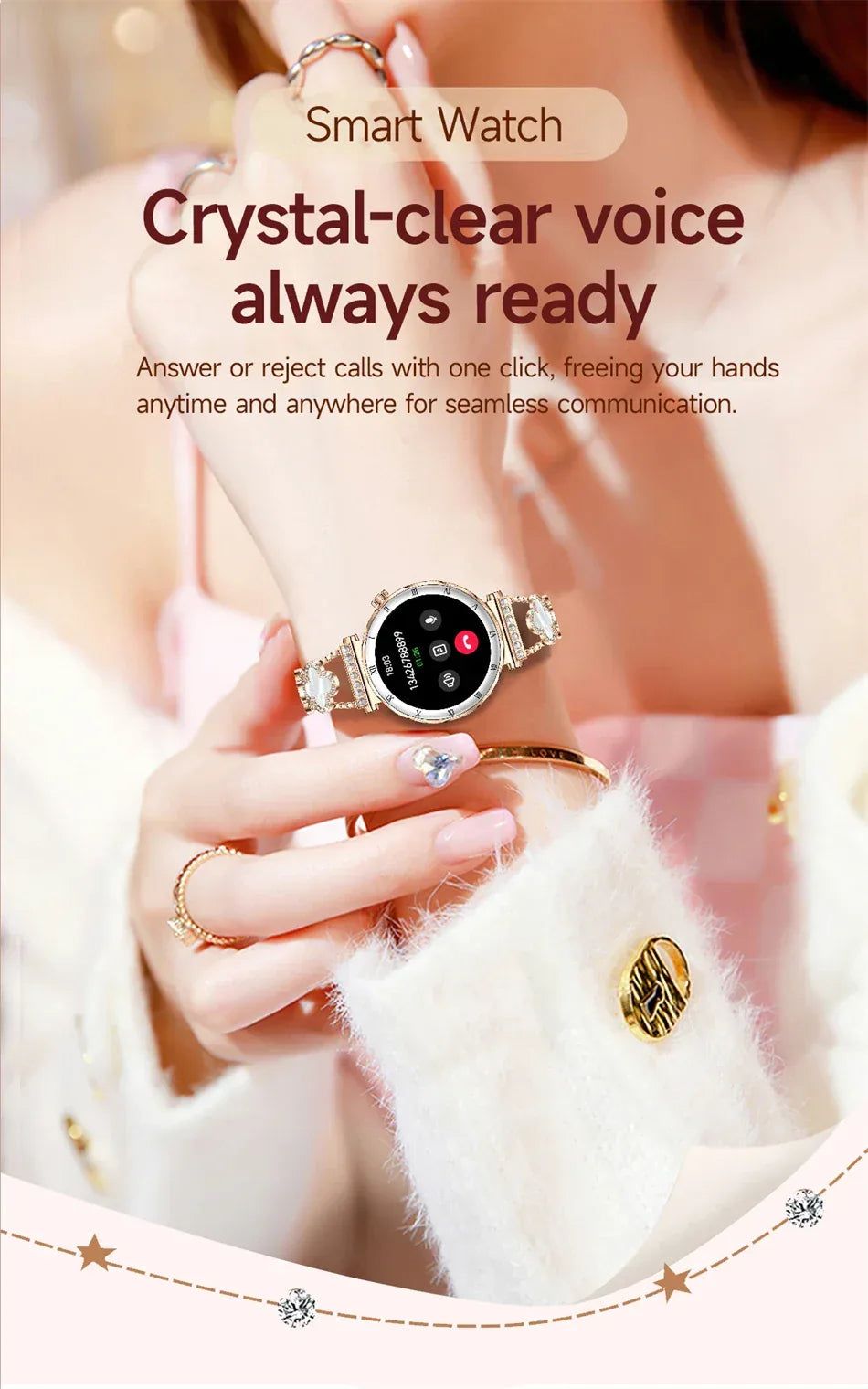 2025 New Fashion Smart Watch Women AMOLED Screen Bluetooth Call Watches Custom Dials Female Health Music Sport Ladies Smartwatch - Wear444