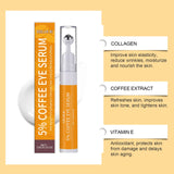 5% Coffee Eye Serum Fade Eye Fine Line Collagen Lightens Dark Circles Bags Puffiness Tighten Moisturizing Under Eyes Skin Care
