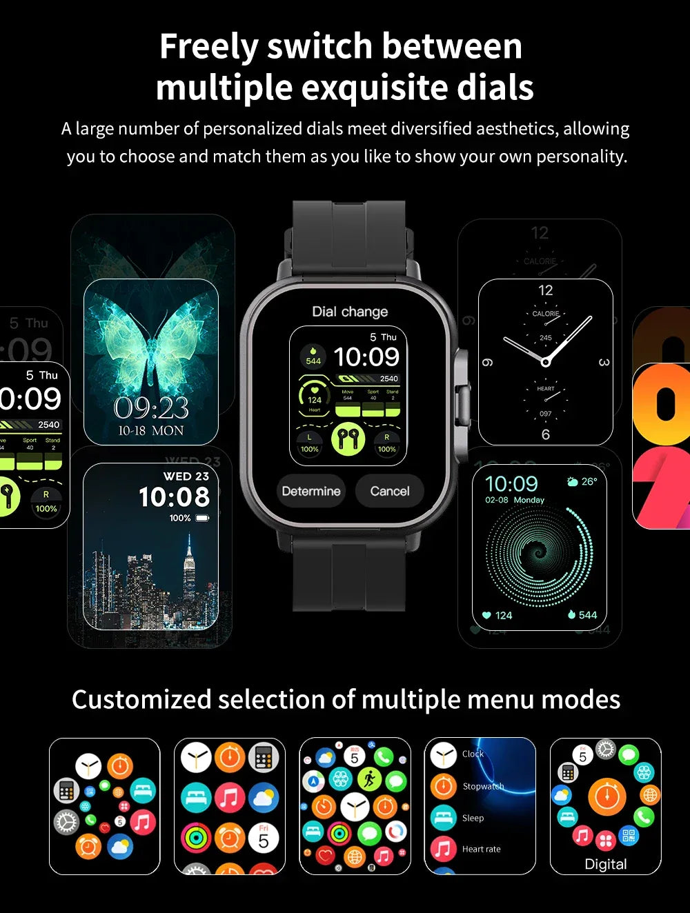 NFC Smart Watch TWS 2-in-1 Headset Bluetooth Call Heart Rate Blood Pressure Health Monitoring Headphones Play Music Smartwatch - Wear444