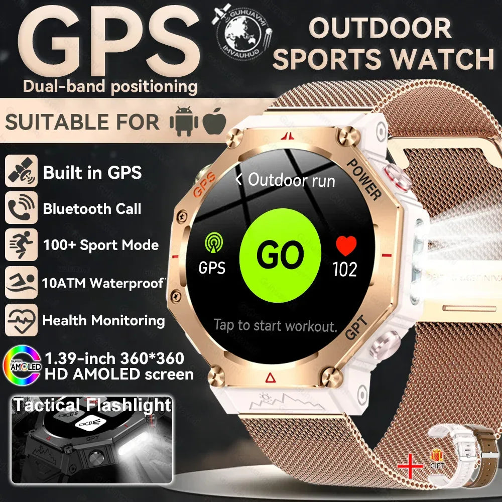 Military Smart Watch T-Rex 3 Bulit-in GPS Compass Altimeter Barometric 10ATM IP69K Waterproof AMOLED Bluetooth Call Smart watch - Wear444