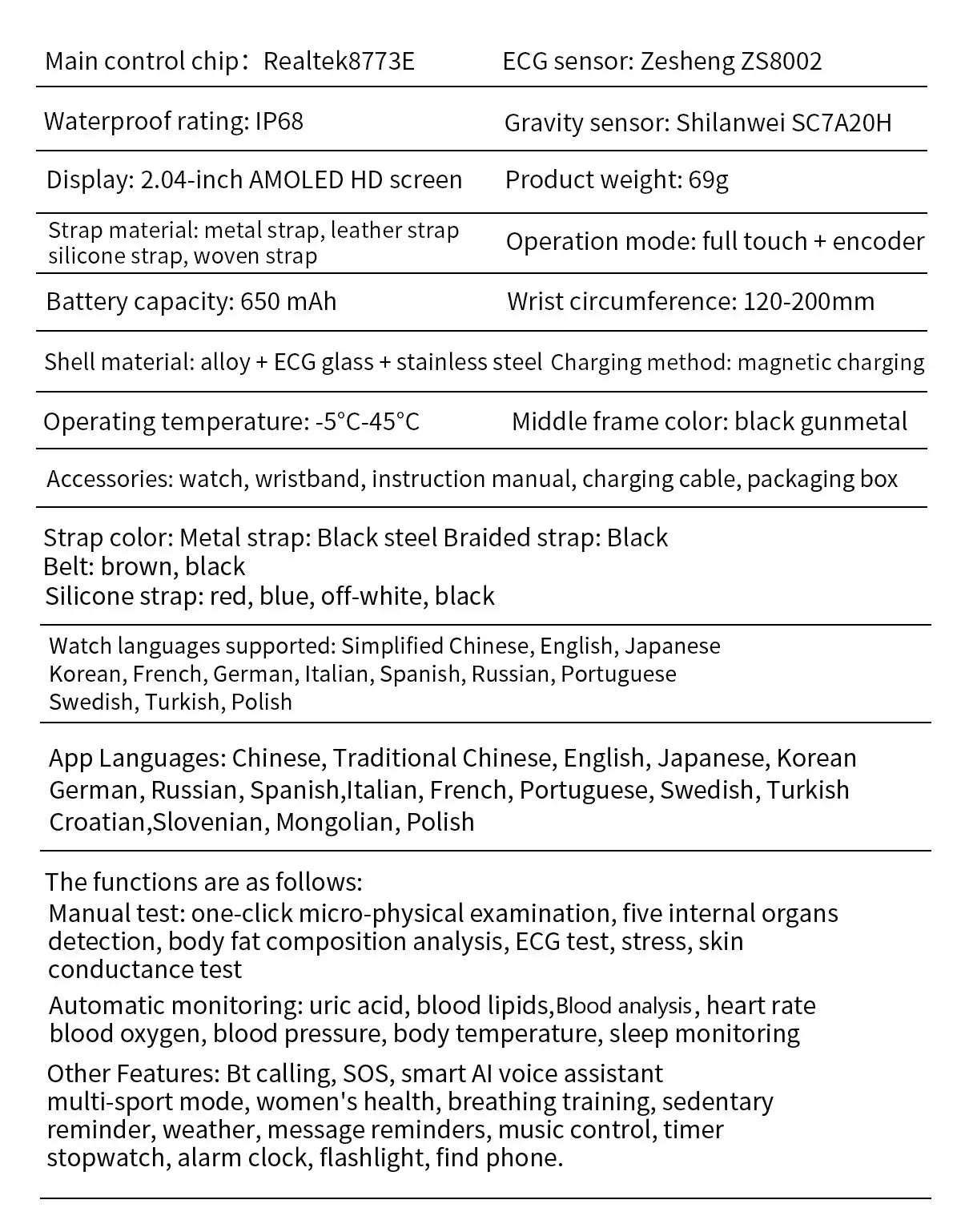 Accurate Measurement Health Smart Watch ECG+PPG Uric Acid Blood Pressure Blood Lipids BT Call Bluetooth Sport tracker Smartwatch - Wear444