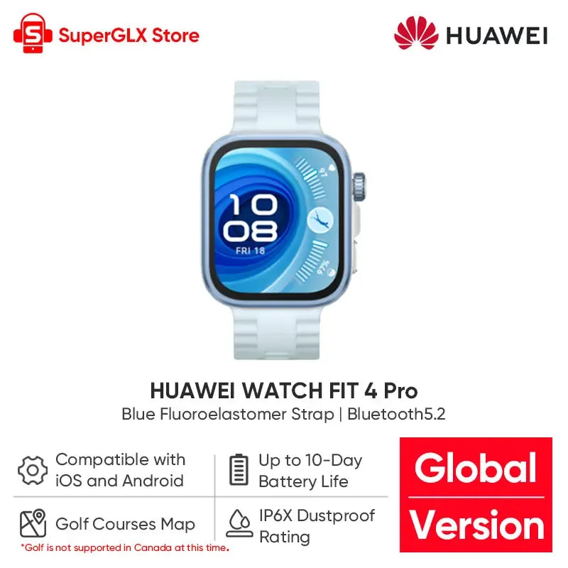 HUAWEI WATCH FIT 4 Pro Smartwatch Global Version 1.82 inch AMOLED Display Sapphire Glass ECG Sensor iOS & Android Compatible NFC - Wear444