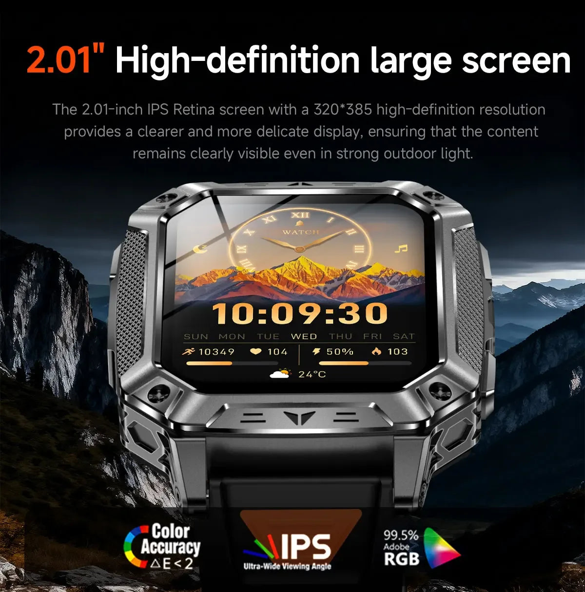 Robust military smart watch 1400Mah battery fitness tracking 10ATM waterproof tactical sports flashlight men's phone watch - Wear444