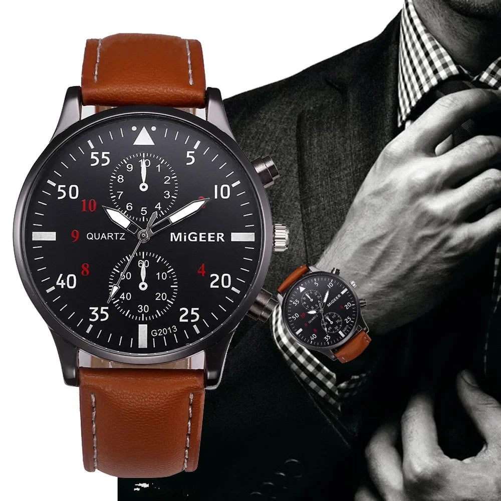 Top Brand Luxury Men's Watches Casual Leather Belt Analog Quartz Wrist Watches for Men Fashion Sports Male Clock Reloj Hombre