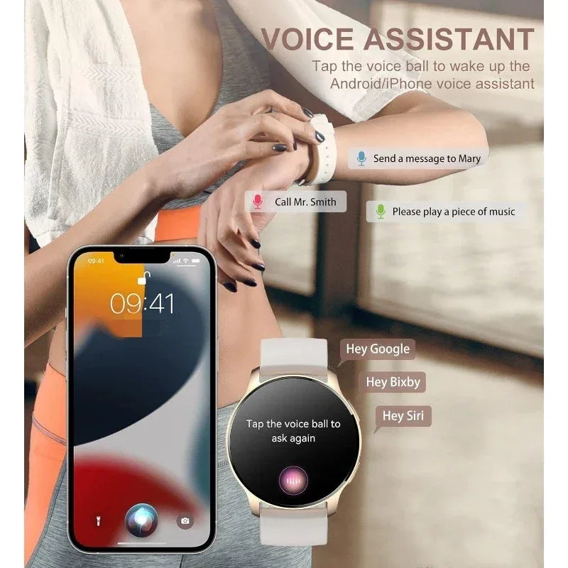 Smart Watch for Women (Answer/Make Call), Fitness Tracker for Android and iOS Phones Waterproof Smartwatch with 1.32" HD Full - Wear444