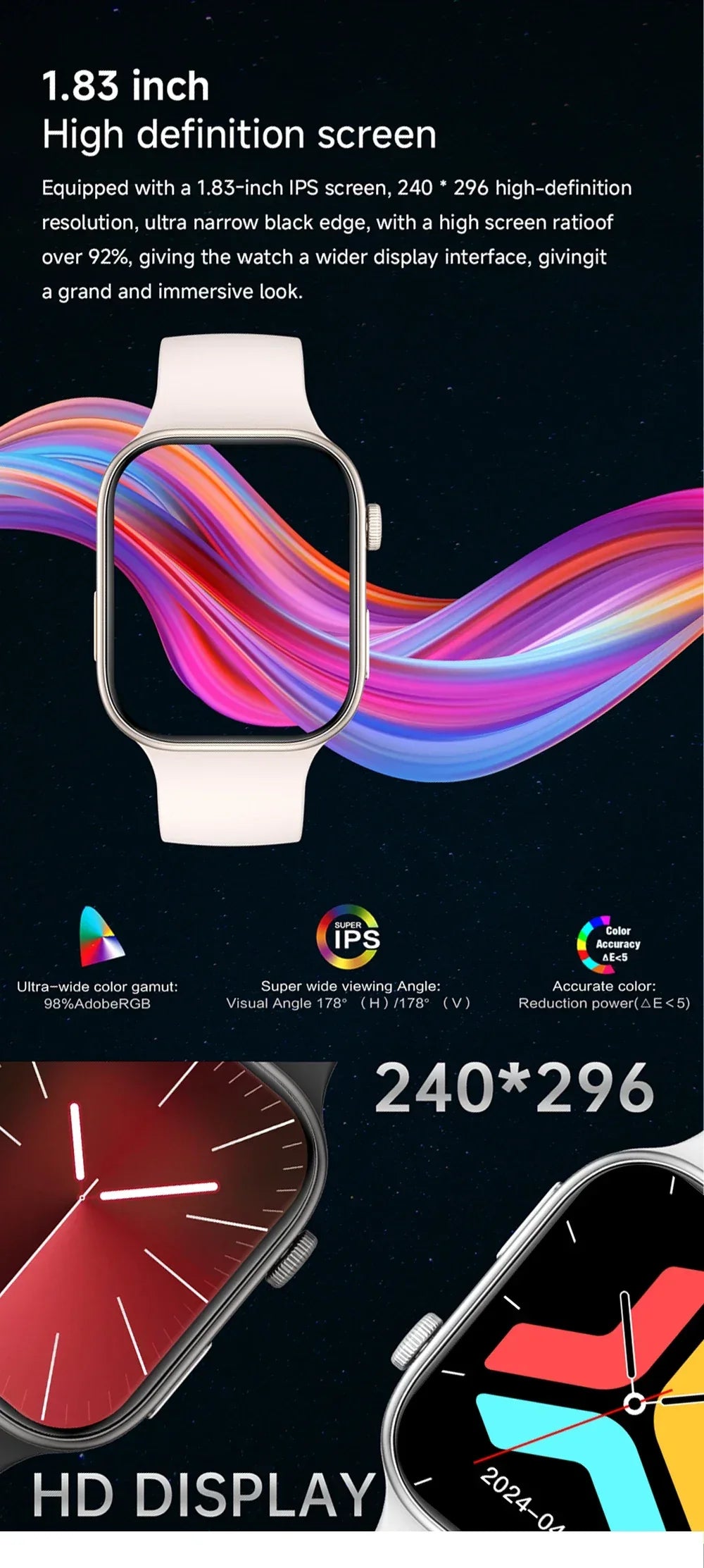 2026 Smart Watch 1.83" HD Screen Bluetooth Call Heart Rate Monitoring 120+ Sports Modes Waterproof for Men Woman Smartwatch Gift - Wear444