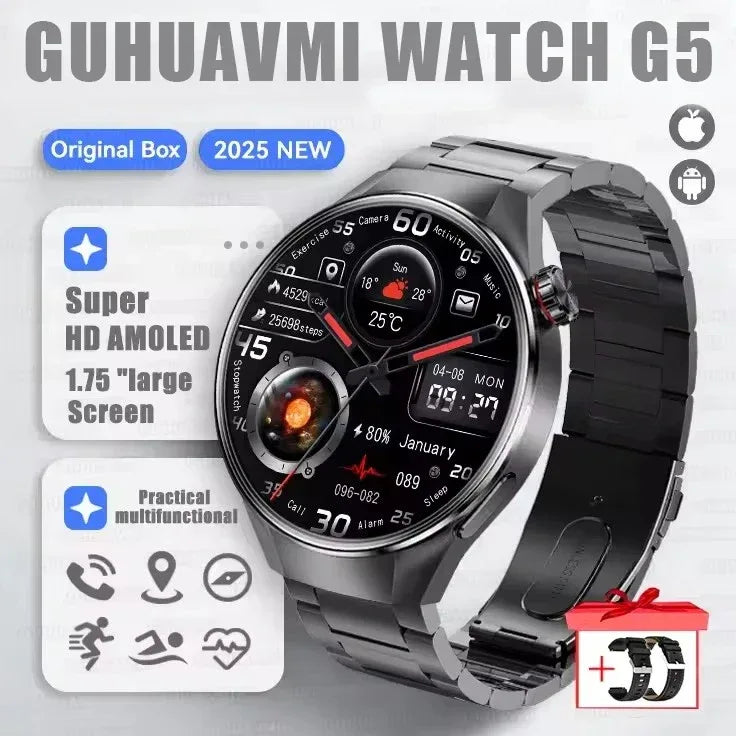 2025 New Originl Watch G5 PlUS Smart Watch 1.75" HD AMOLED Screen GPS track Heart Rate Bluetooth Call Compass Smartwatch for Men - Wear444