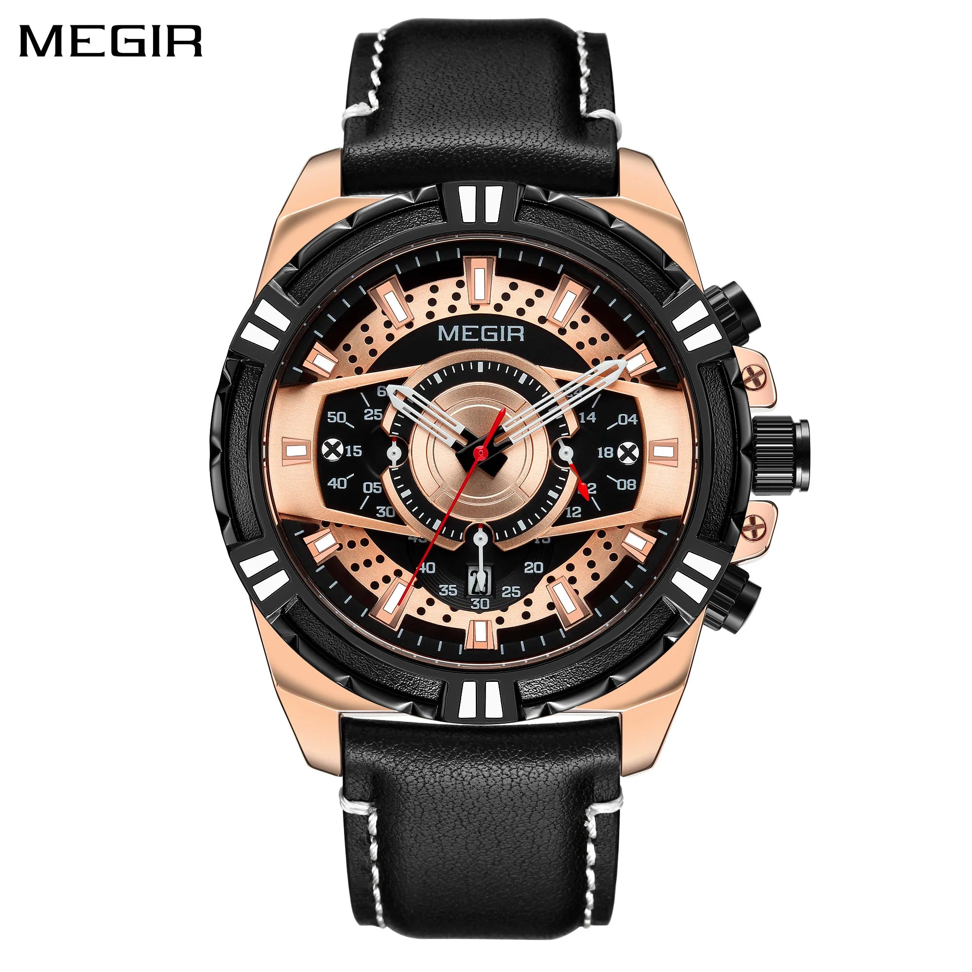 MEGIR Luxury Men's Watch Leather Belt Quartz Business Watches Luminous Fashion Sports Man Wristwatch Clock Relogios Masculino