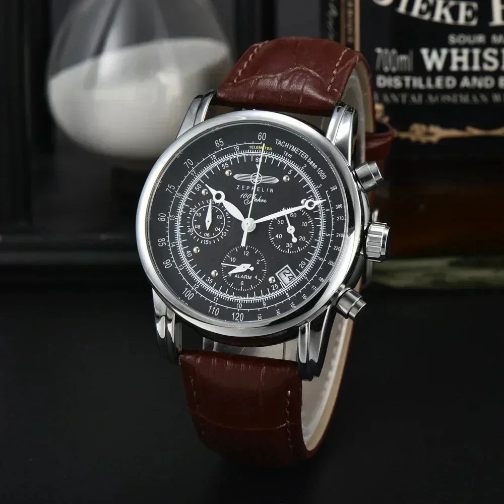 ZEPPELIN Airship Watch - Vintage Leather Business Classic