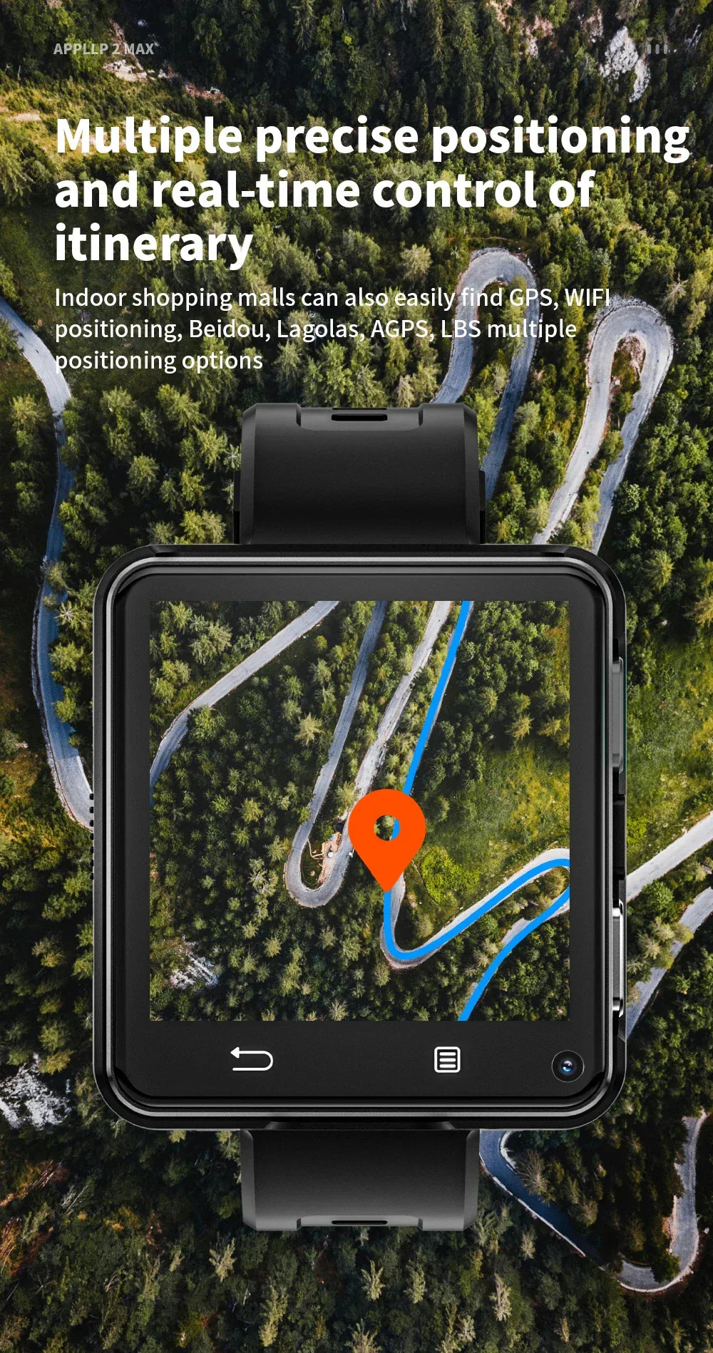 LOKMAT New APPLLP 2 MAX Dual Camera Android 11 Watch Phone Wifi Videos Calls Smart Watch Network Detachable Strap Mini Phone - Wear444