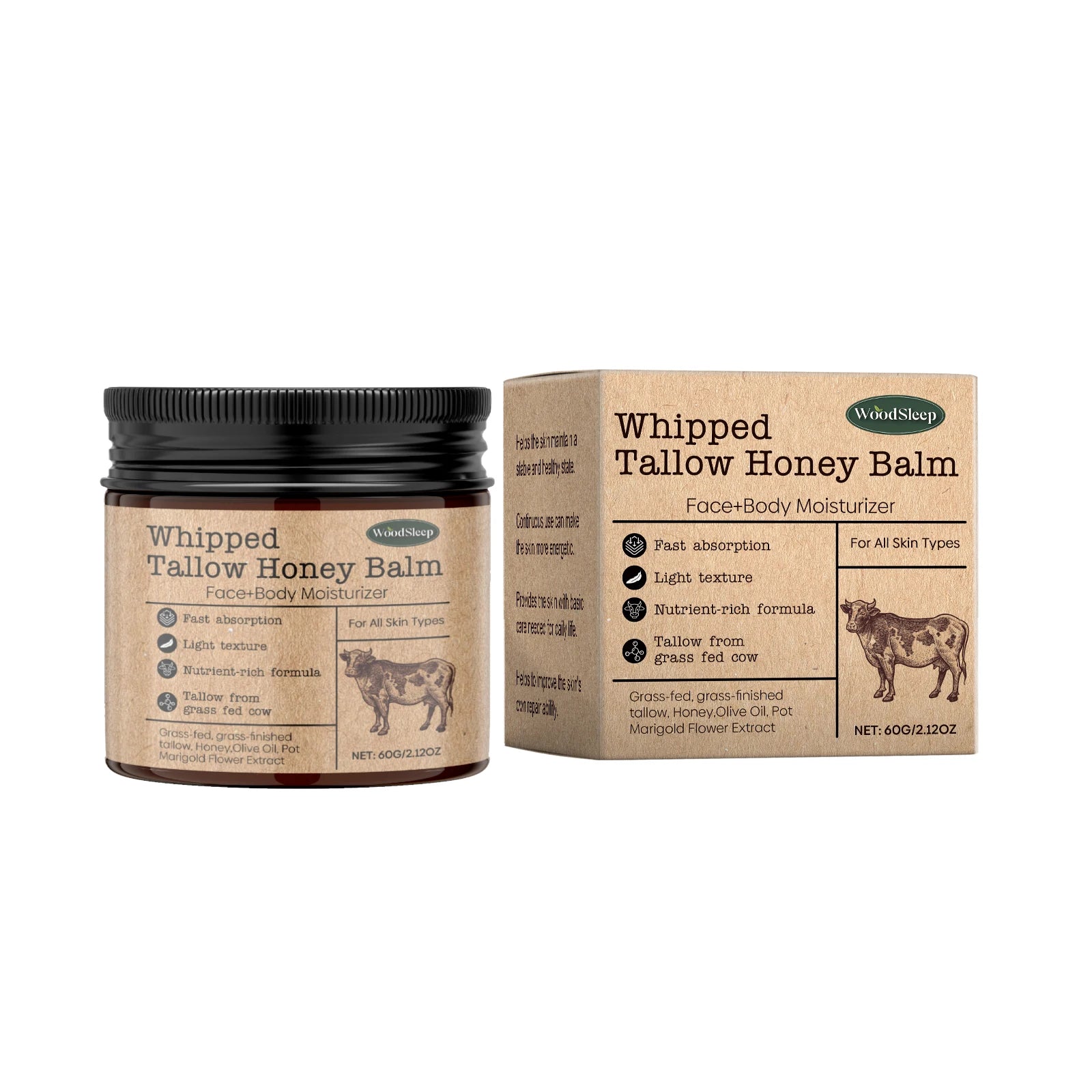 Whipped Beef Tallow Cream Face Body Moisturizer Reduce Wrinkle Increase Elasticity Skin Deep Nourishing Firming Anti Aging Cream