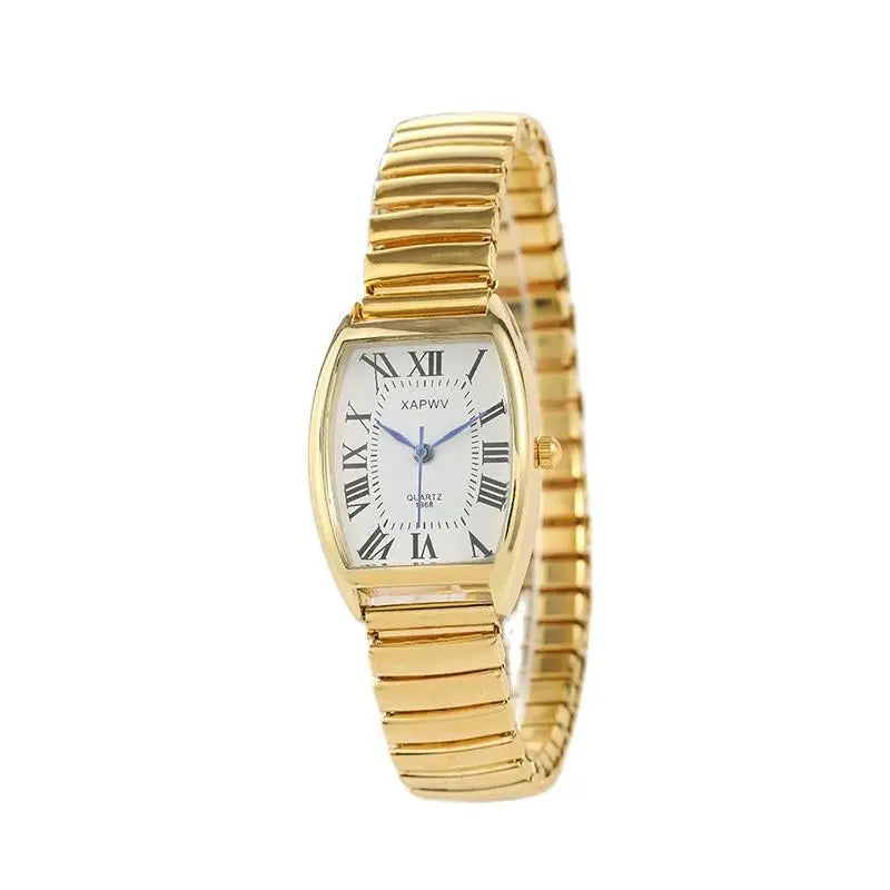 Barrel-Shaped Quartz Watch for Men, Roman Numerals, Fashionable and Casual Women's Watch for Middle-Aged and Elderly Couples