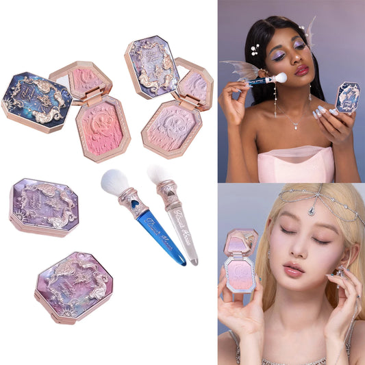 Flower Knows Moonlight Mermaid Jewelry Blush 5g Matte Long-Lasting Cheek Blush Powder Vegan Cruelty-Free Waterproof Natural
