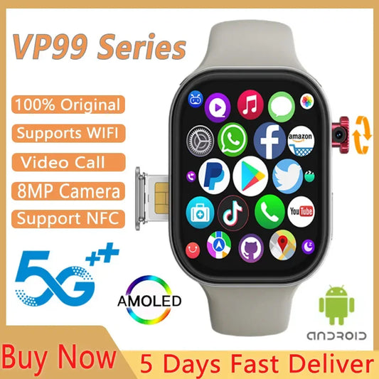4G/5G180° rotating camera VP99 smartwatch Android smartwatch 2.29-inch wide screen SIM card slot GPS WIFI Play Store - Wear444