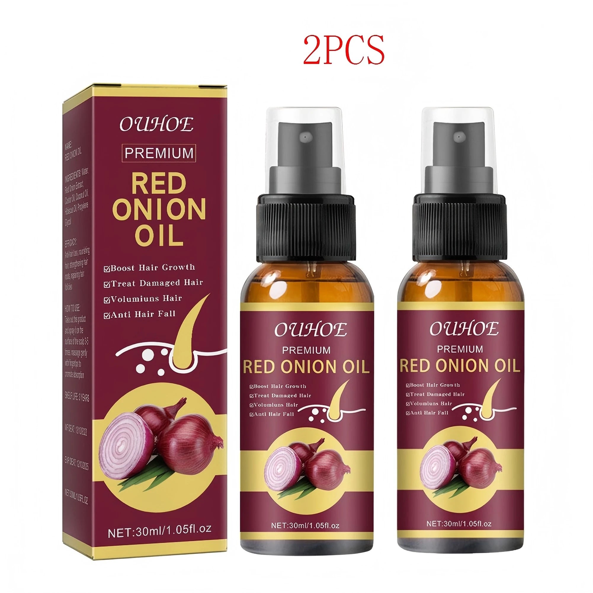 Onion Hair Essential Oil Spray for Hair Growth, Strengthens Hydrates Hair, Promotes Dense and Thick Hair Treatment 1/2PCS
