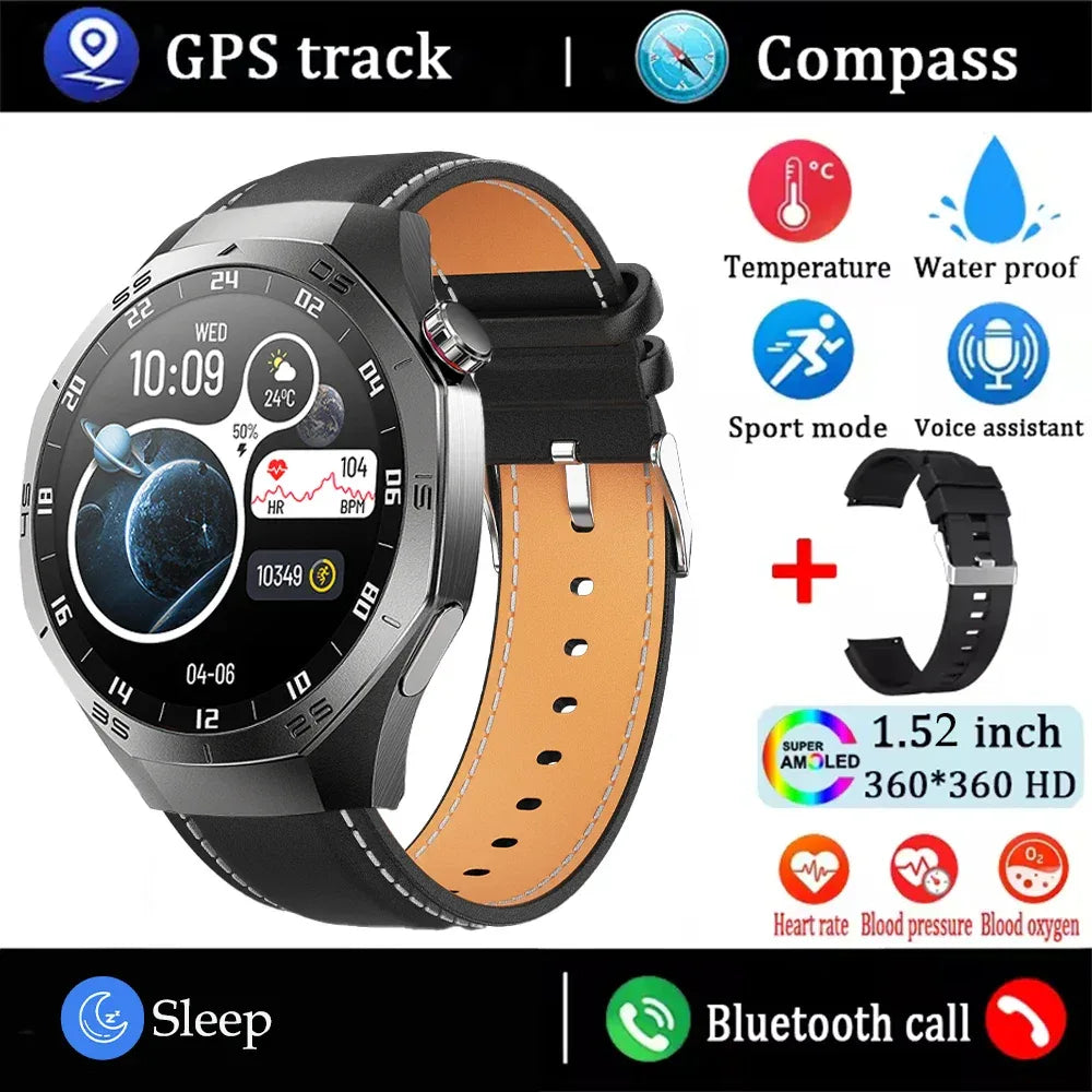 2025New For Android and ios Smart Watch Men AMOLED Screen GPS Motion trajectory Heart Rate Bluetooth Calls SmartWatch Waterproof - Wear444