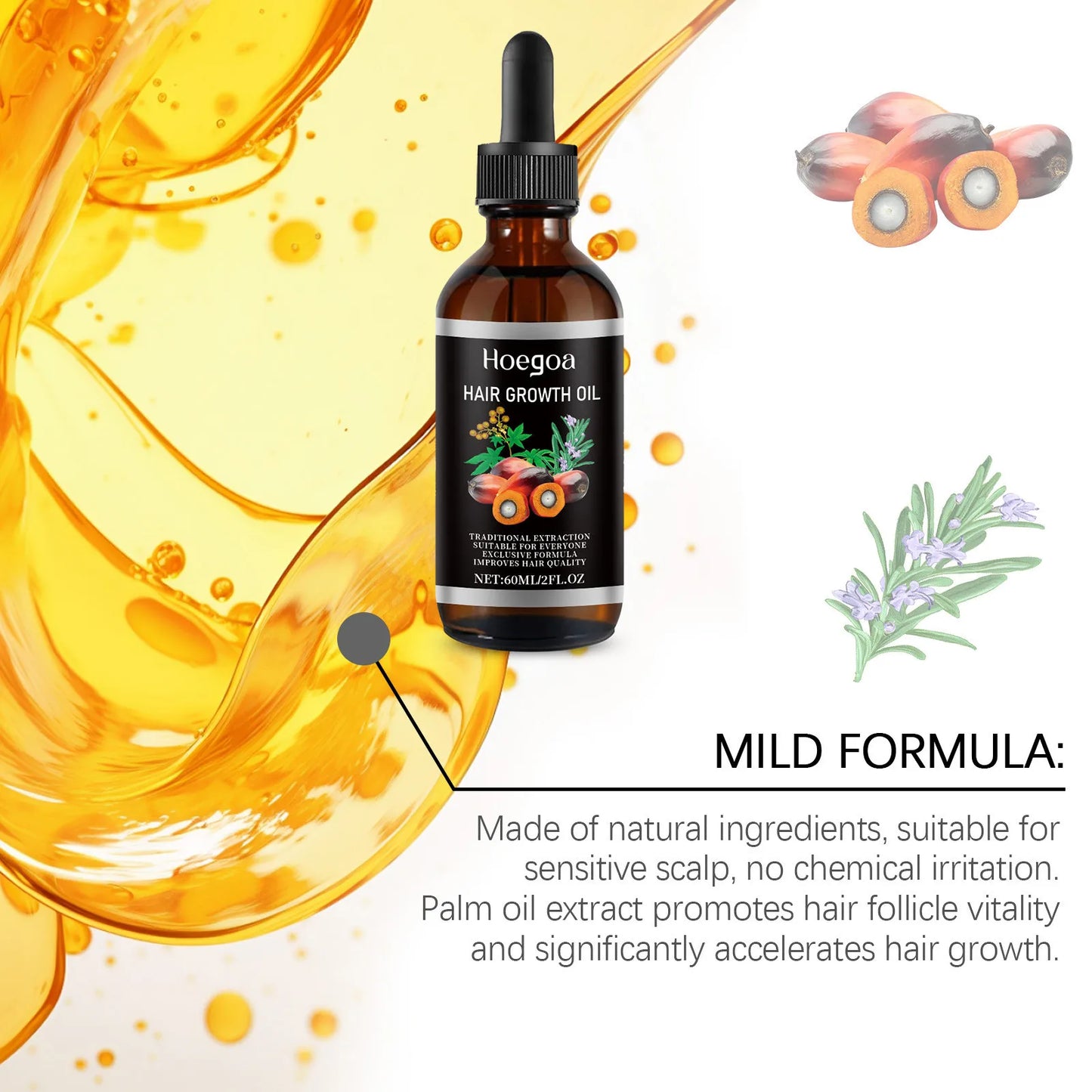 Hair Care Essence Oil Nourishing Treatments Scalp Dry Damaged Hair Regrowth Preventing Baldness Health Hair Growth Liquid 60ml