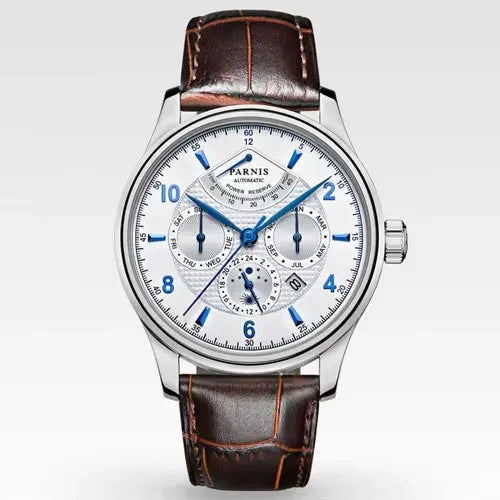 Parnis 42mm Moon Phase automatic watch hero shot — Wear444