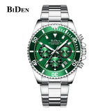 BIDEN Mens Chronograph Stainless Steel Strap Waterproof Date Quartz Watch, Business Casual Wrist Watches
