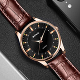 Men'S Quartz Watches Casual High Quality Fashion Waterproof Business Luxury Retro Round Dial Leather Strap Watches