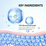Acne Foaming Wash Benzoyl Peroxide 10% Maximum Antimicrobia Moisturizers reduces redness For Face & Body Skin Care Face Wash