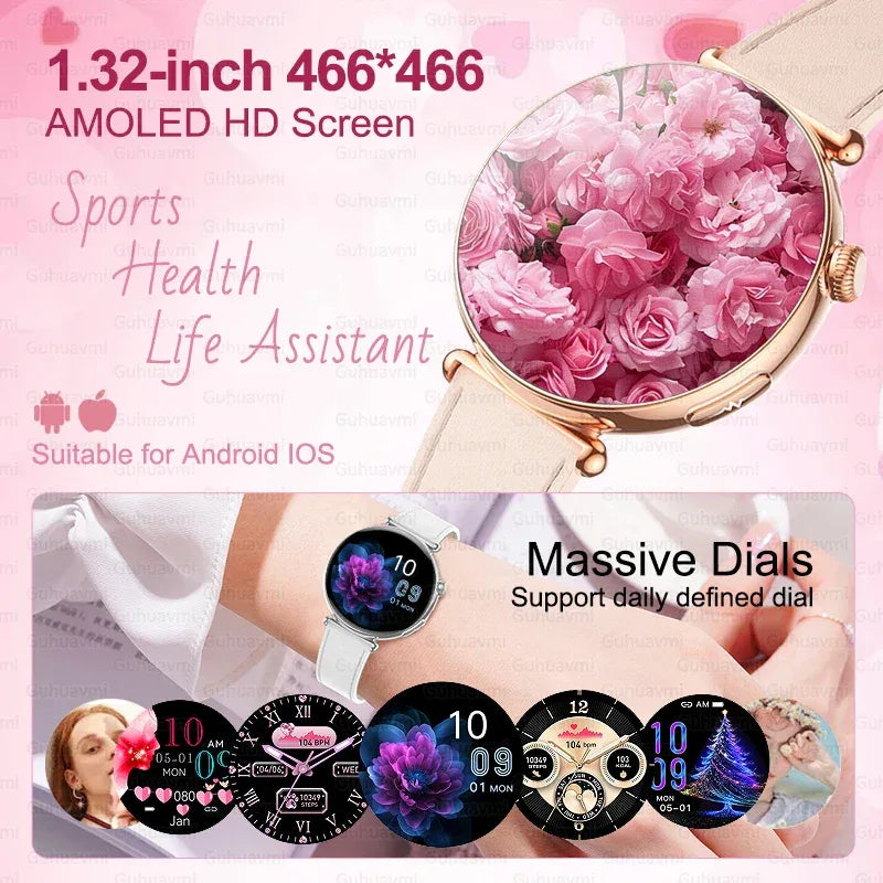 2026 New Women AI Smart Diagnosis Smart Watch HRV+ECG Uric Acid Blood Oxygen Health Monitor IP68 Waterproof Sports Smartwatches - Wear444