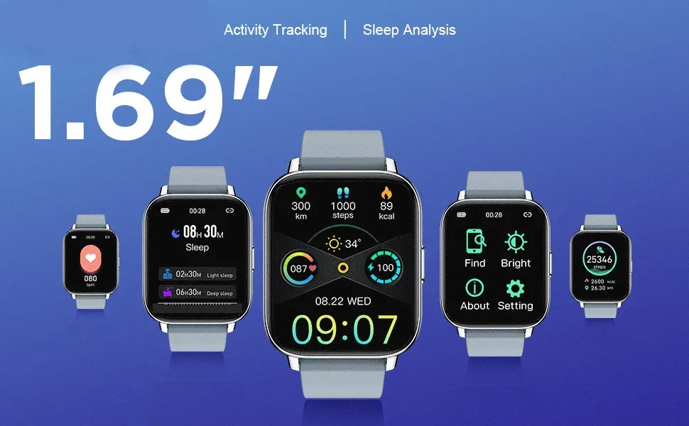 Nerunsa Smart Watch, Fitness Tracker 1.69" Touch Screen Smartwatch Fitness Watch Heart Rate Monitor/Pedometer/Sleep Monitor. - Wear444