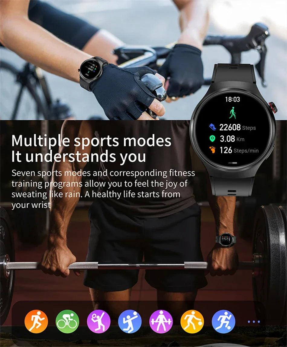 Gift Man Health Monitor Waterproof BT Call NFC AMOLED Screen 360*360 GPS Track Compass New military GT4 Pro 2026 SmartWatch Men - Wear444