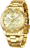 BIDEN Mens Chronograph Stainless Steel Strap Waterproof Date Quartz Watch, Business Casual Wrist Watches