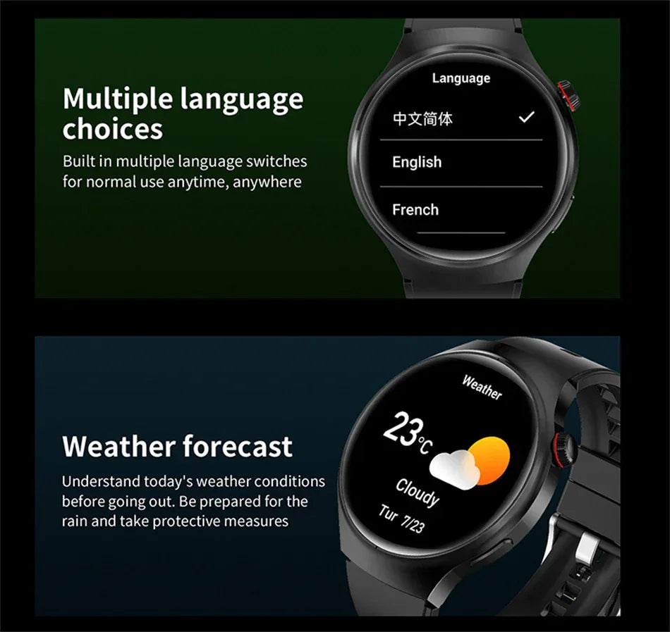 Gift Man Health Monitor Waterproof BT Call NFC AMOLED Screen 360*360 GPS Track Compass New military GT4 Pro 2026 SmartWatch Men - Wear444