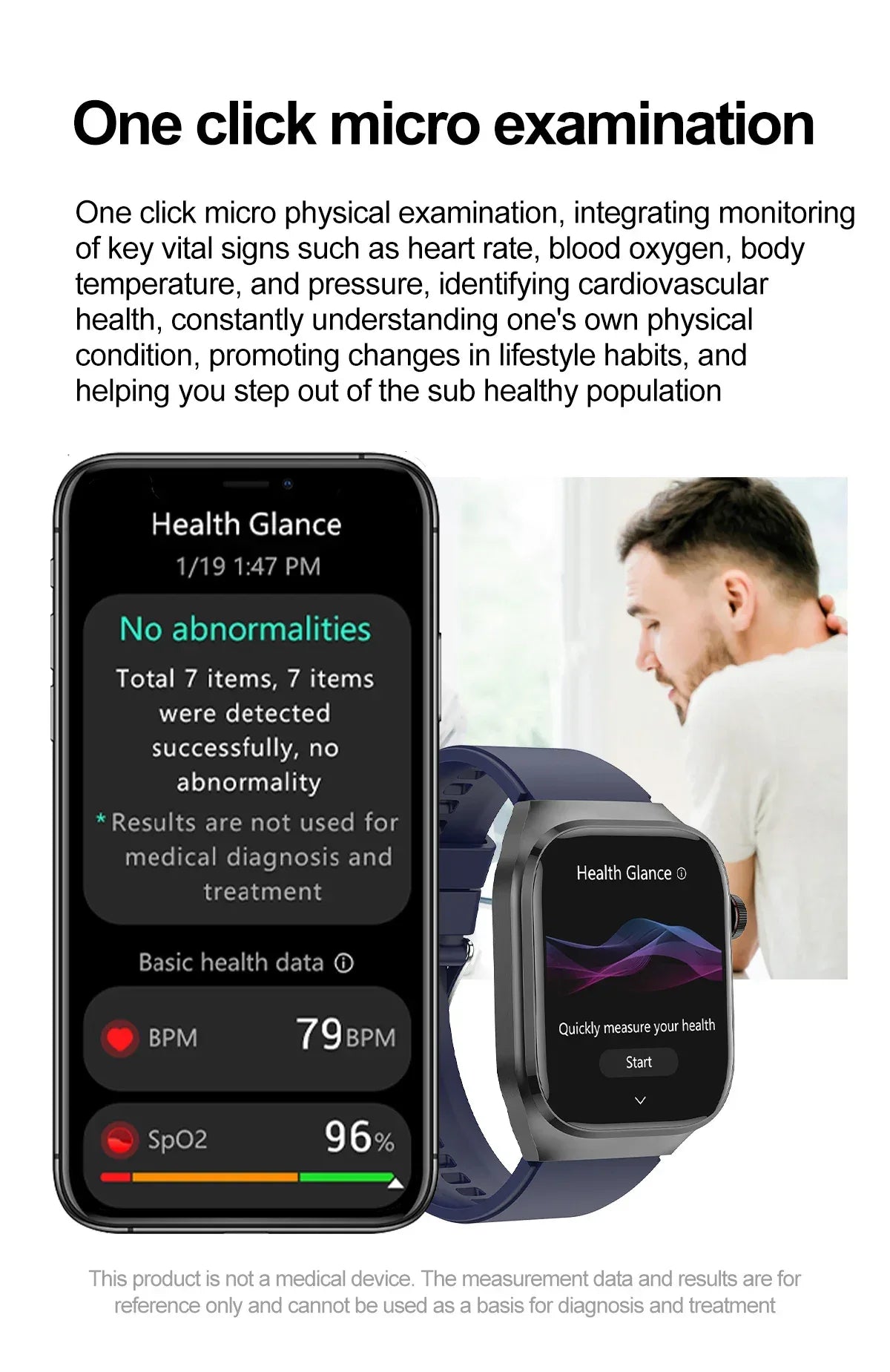 2025New Micro Physical Examination Smart Watch For Men Uric Acid Body Fat Five Organ Health Watches Bluetooth Call SmartBracelet - Wear444