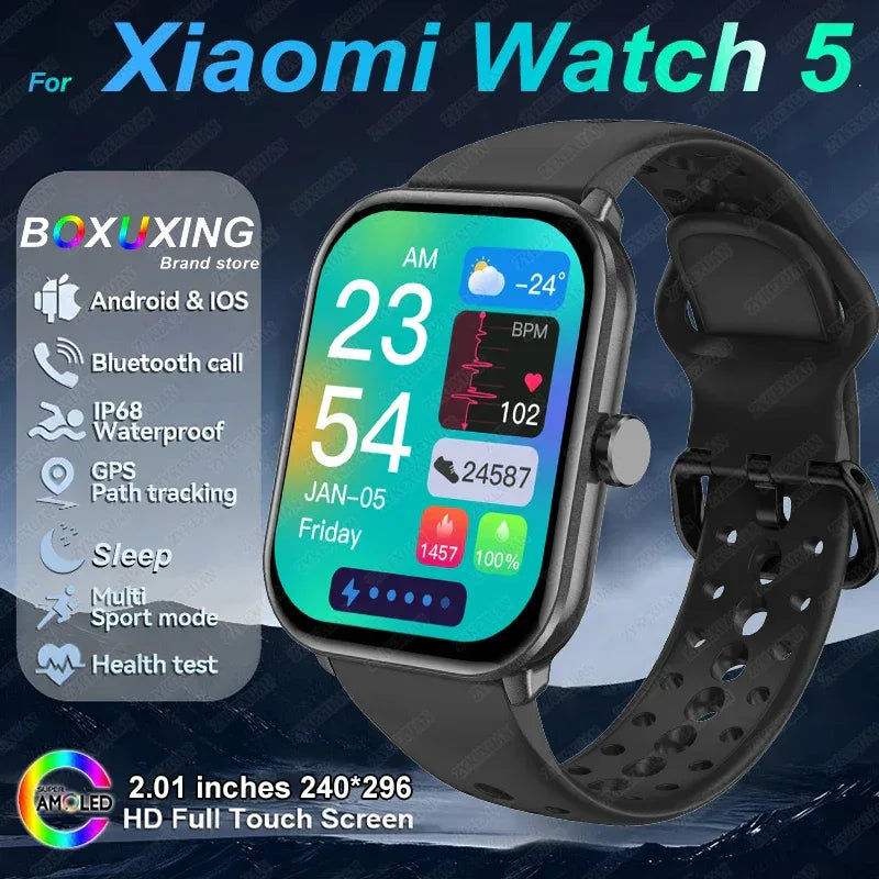 For Xiaomi Watch 5 Global Version Men Women HD AMOLED Display Heart Rate Bluetooth Call GPS Track Waterproof Sports Smart Watch - Wear444