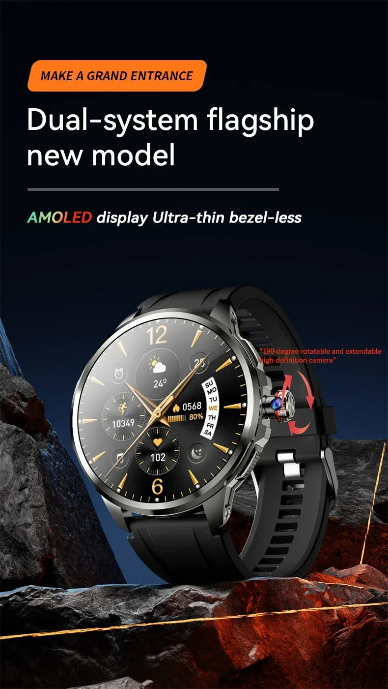 5G/4G Smart Watch Men Fashion 1.95 inch 720*720 AMOLED 8GB+128GB RAM 2100mah Battery GPS WIFI Google APPS Smartwatch Android 9.0 - Wear444