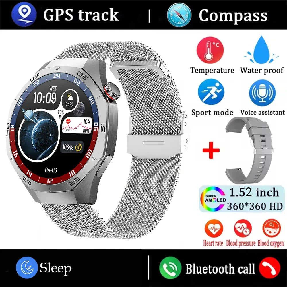 2025New For Android and ios Smart Watch Men AMOLED Screen GPS Motion trajectory Heart Rate Bluetooth Calls SmartWatch Waterproof - Wear444
